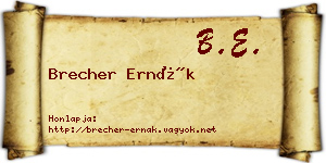 Brecher Ernák névjegykártya